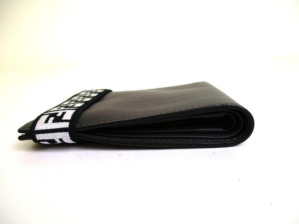 Authentic FENDI Gray Red Leather Bifold Bil Wallet Compact Wallet #b175  Certified - Refurbished