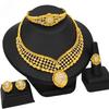 24K Gold Dubai Bridal Necklace Earrings Bracelet Ring India Nigeria Middle East Necklace Set 2026