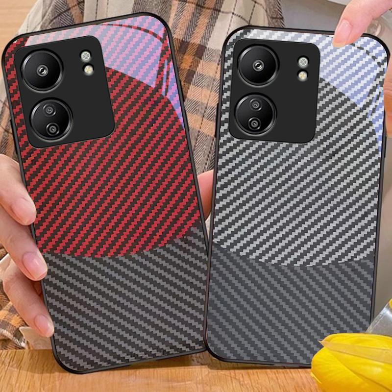 Dwukolorowe Paski Dla Xiaomi Redmi 13C Note13 12 Pro Plus 5G Note 9 13T Pro POCO X6 F5 F6 Czarne Szkło Hartowane Etui na Telefon