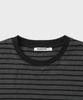 EXCONTAINER [Crop] Ribbed Stripe Half Ringer T-Shirt (Charcoal Grey)
