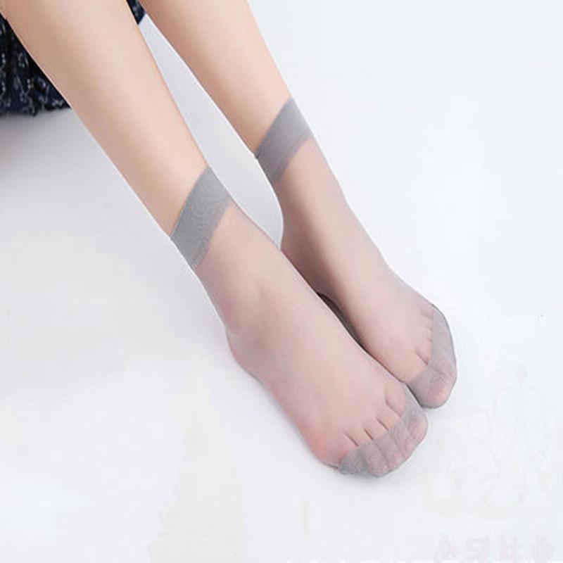 1 Pair Of Women Sheer Socks Crystal Silky Socks Ultra-thin Anti-hook Silk Ankle High Soft Socks