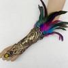 Gothic Feder Goldspitze Langer Handschuh Armband Damen Party Sexy Fingerlose Handschuhe Übertriebene Spitze Netzhandschuhe Accessoires
