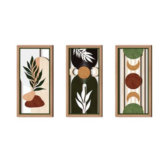 3 Pcs Boho Plant Wall Art Minimalist Botanical Bohemain Wall Sculpture Abstract Geometric Home Decor for Living Room Bedroom Office