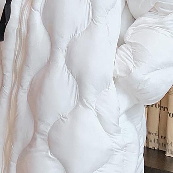 Daunenjacke für Damen, mittellang, Stehkragen, koreanische Winterversion, glänzende Overknee-Wattierungsjacke, große Größe, lockere, einfarbige Mäntel