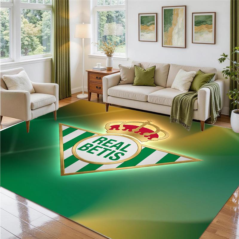 Real Betis Football Design Crystal Velvet Rug Soft Decorative Mat for Bedroom Entrance