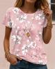 Floral Print Casual T Shirt Crew Neck Short Sleeve Tee For Women Summer Holiday Travel And Daily Outfits