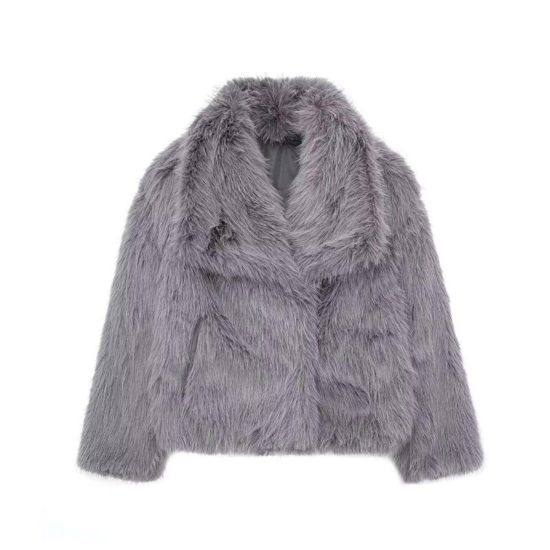Faux Fur Coat Plush Fluffy Women's Jacket Woman Autumn Winter Outerwears White Red Gray Black Blends Coats