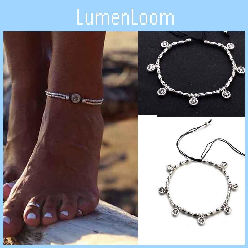 Classic Retro Barefoot Ankle Bracelet With Timeless Flower Design For Yoga