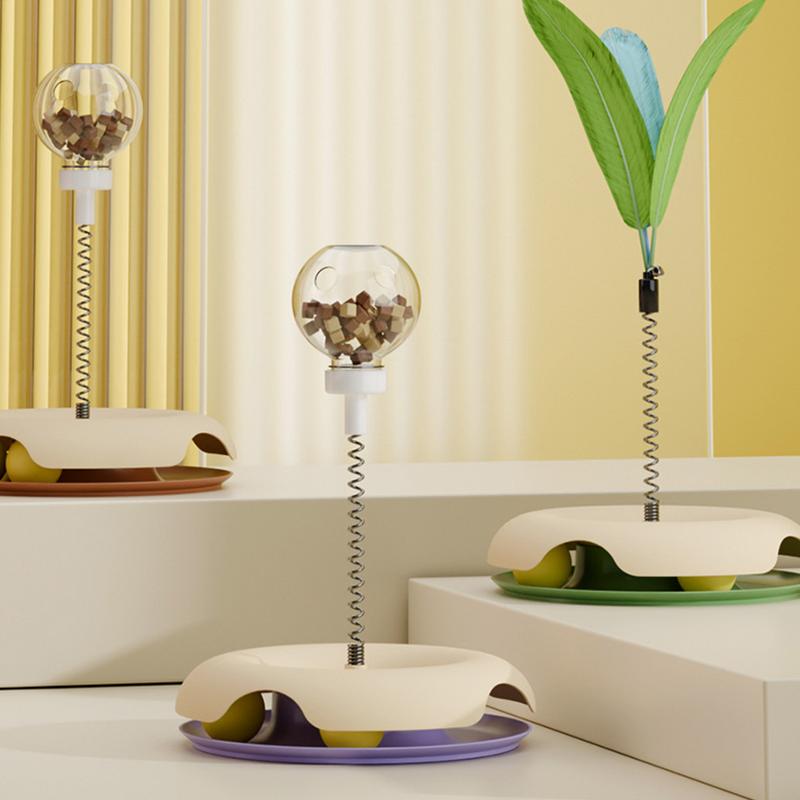 Cat Treat Dispenser Toy Treat Puzzles For Indoor Cats Multifunctional Cat Treat Dispenser Toy Interactive Ball Cat Puzzle Feeder