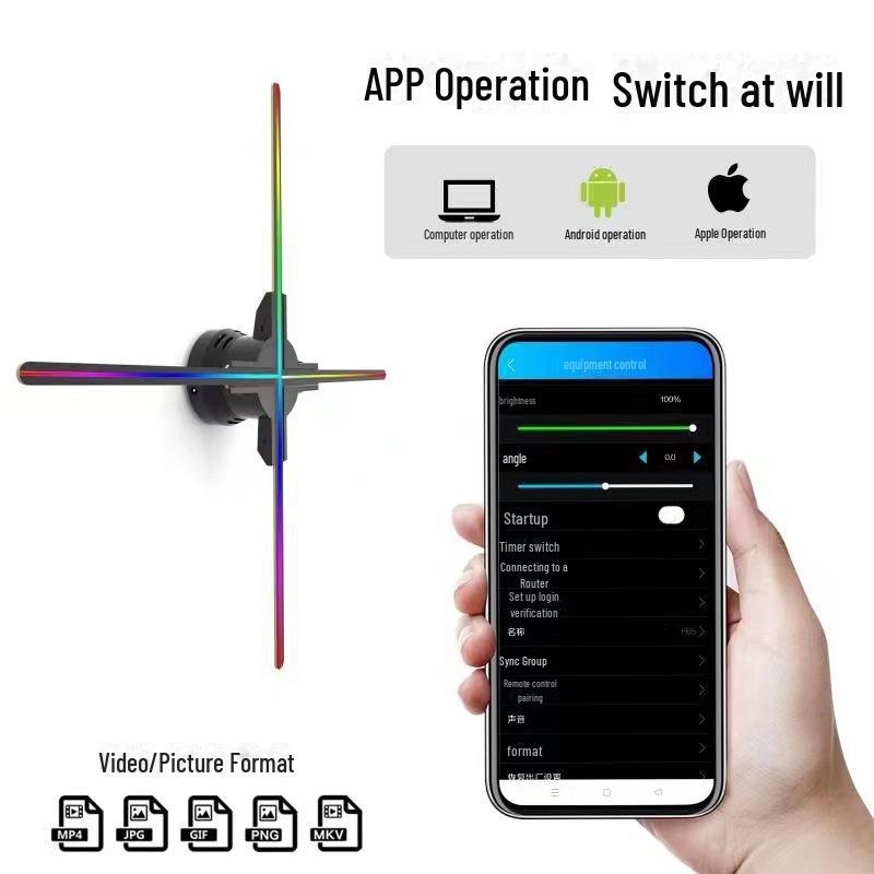 Ultraklarer holografischer 3D-Fan-Bildschirm mit WLAN und mobiler App für Multi-Screen-Splicing