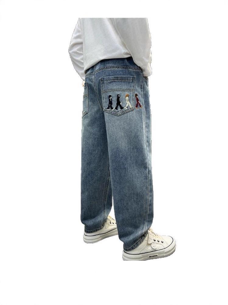 Boys' Versatile Spring & Autumn Casual Loose Jeans - Trendy Long Pants for Kids