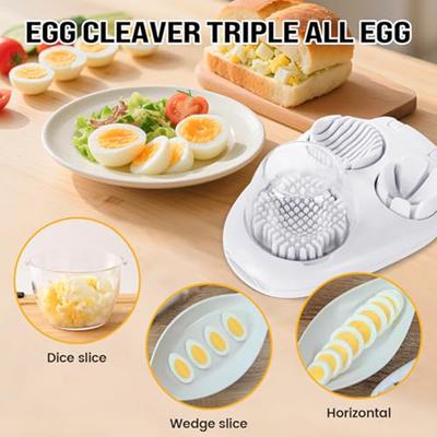 3-in-1 Egg Slicer Stainless Steel & ABS Home Kitchen Tool Modern Minimalist Egg Cutter for Hard Boiled Eggs Decorative Slicing