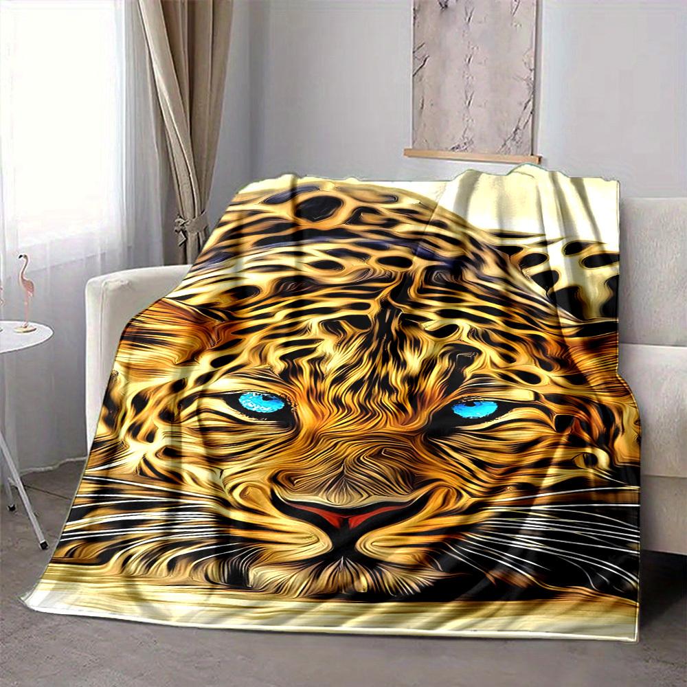 1pc Tiger Print Blanket Lightweight Blanket Throw Blanket For Sofa, Bed, Travel, Camping, Livingroom, Office, Couch, Chair Yy251010074