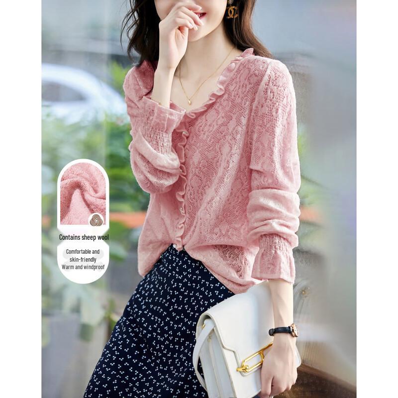 

Demana Women s V-Neck Jacquard Knit Sweater S