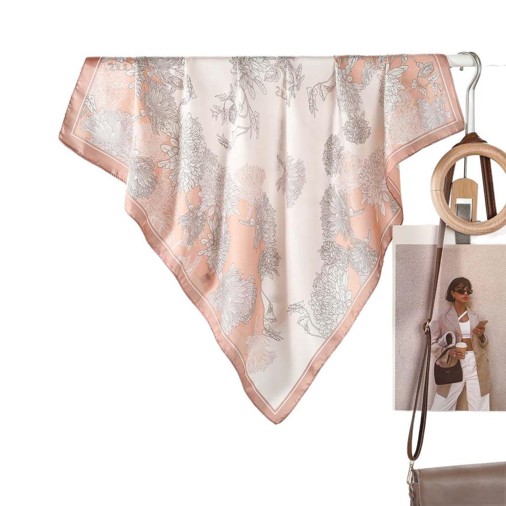 Women's Korean Silk Print Small Square Scarf - Versatile Neck Scarf