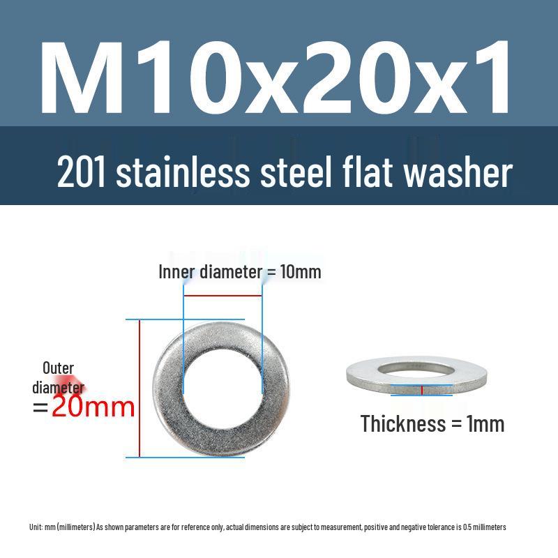 Yigu Oversized Thickened 201 Stainless Steel Flat Washers for M3, M4, M5 Industrial Use