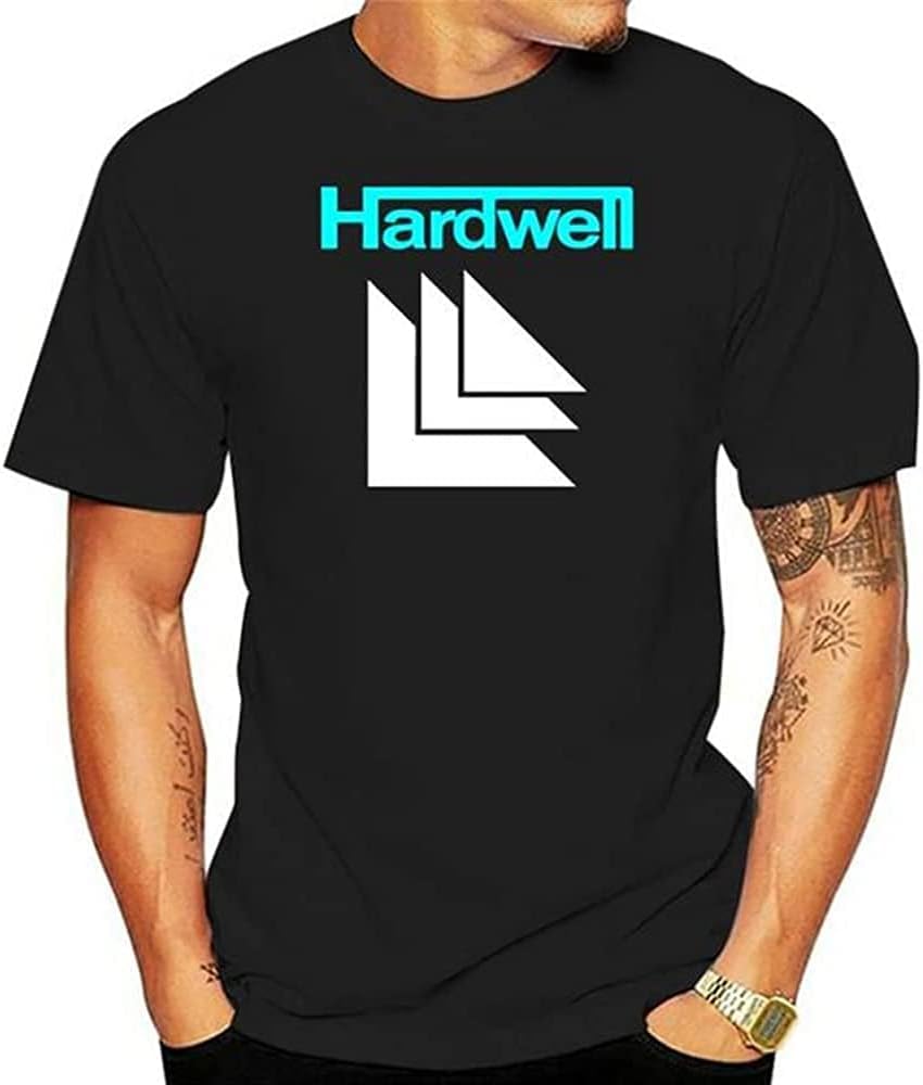 Dj H-a-r-d-w-e-l Trance House Music Black White T-Shirt Short Sleeves Cotton T-Shirt Black M чёрный
