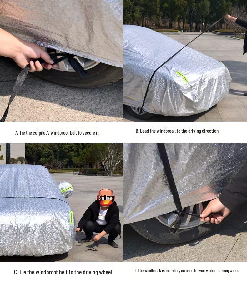 In-Stock Thickened Oxford Cloth Fleece Car Cover with Sunshade & Rain Protection