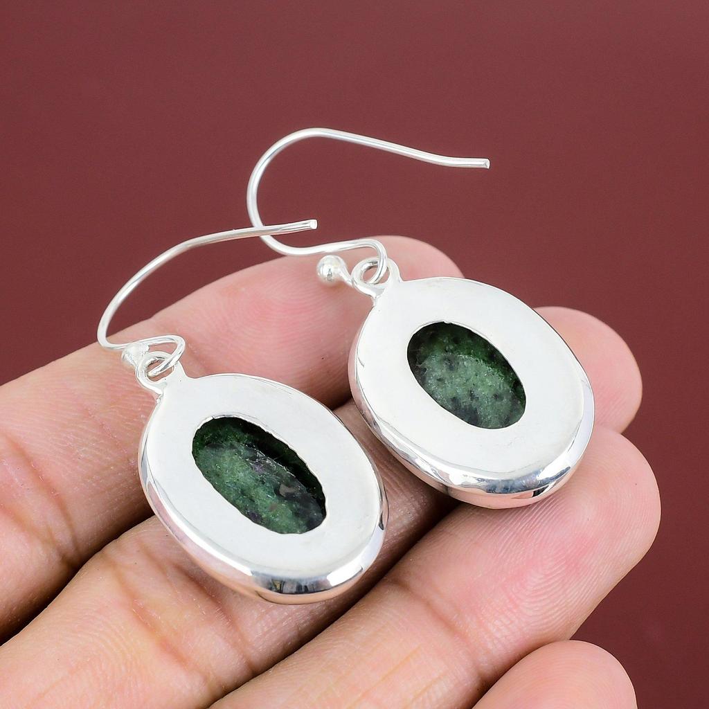 Ruby Zoisite Earring Natural Gemstone Earring Decent Jewelry 925 Sterling Silver Earring Ruby Zoisite Jewelry Handmade Earring Gifts For Her