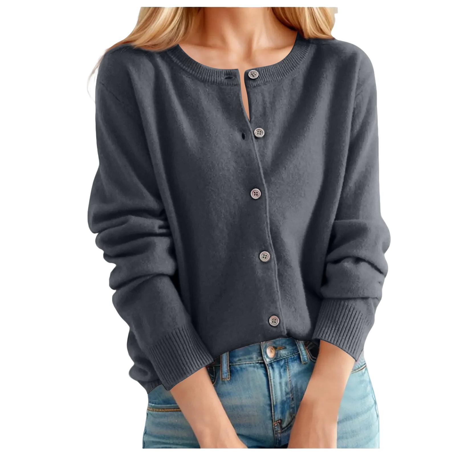 

Женский однотонный кардиган средней длины с длинным рукавом XXL