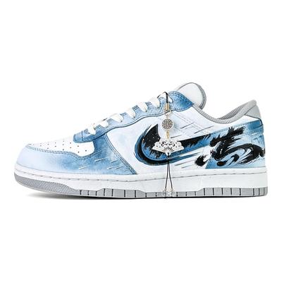 Große Abriebfeste Rutschfeste Niedrige Skateboard-Schuhe Herren Weiß Blau 355152-106()