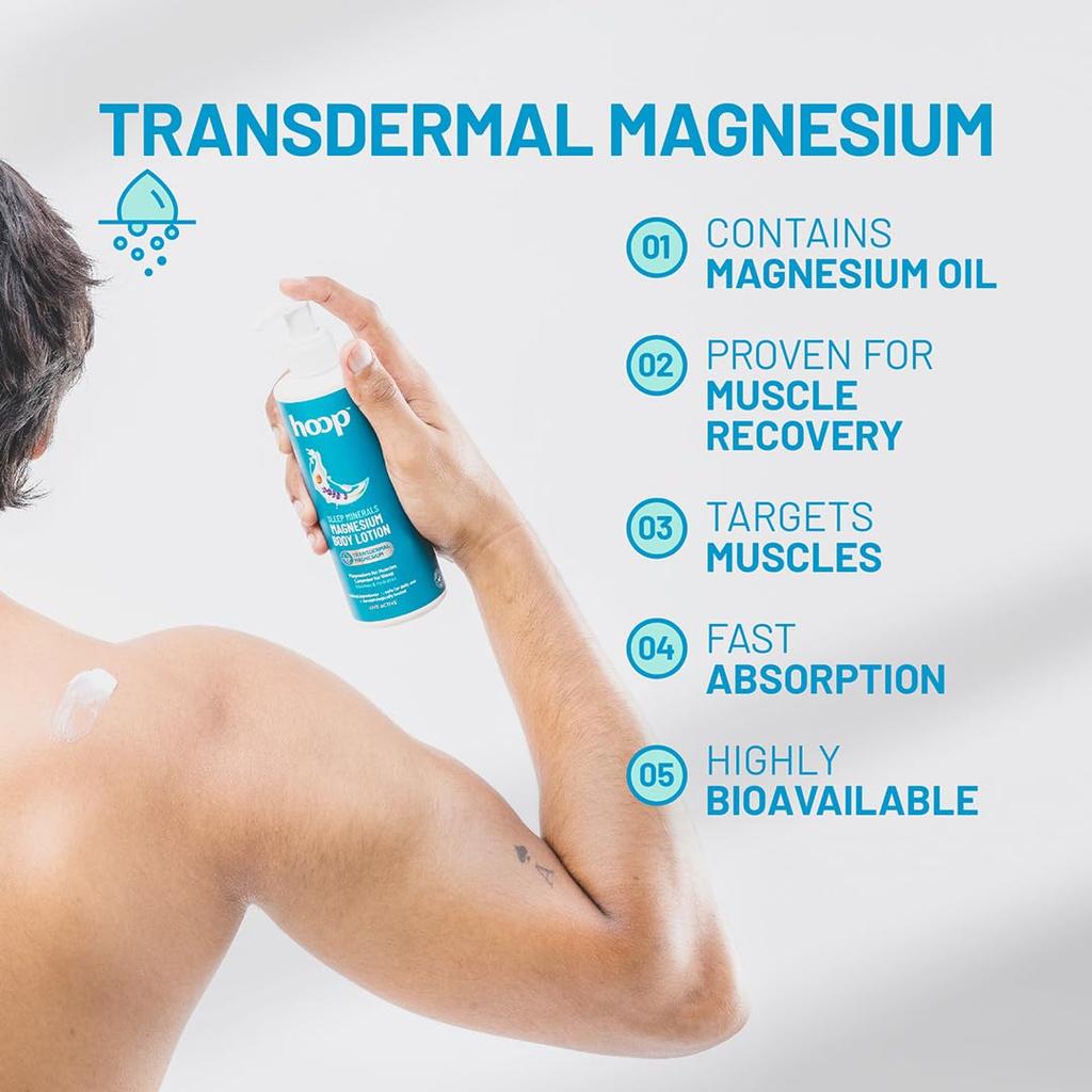 hoop Magnesium Sleep Body Lotion | Topical Magnesium Chloride Supplement for Muscle Recovery, Better Sleep | Magnesium Oil Supports Deep Sleep, Recove