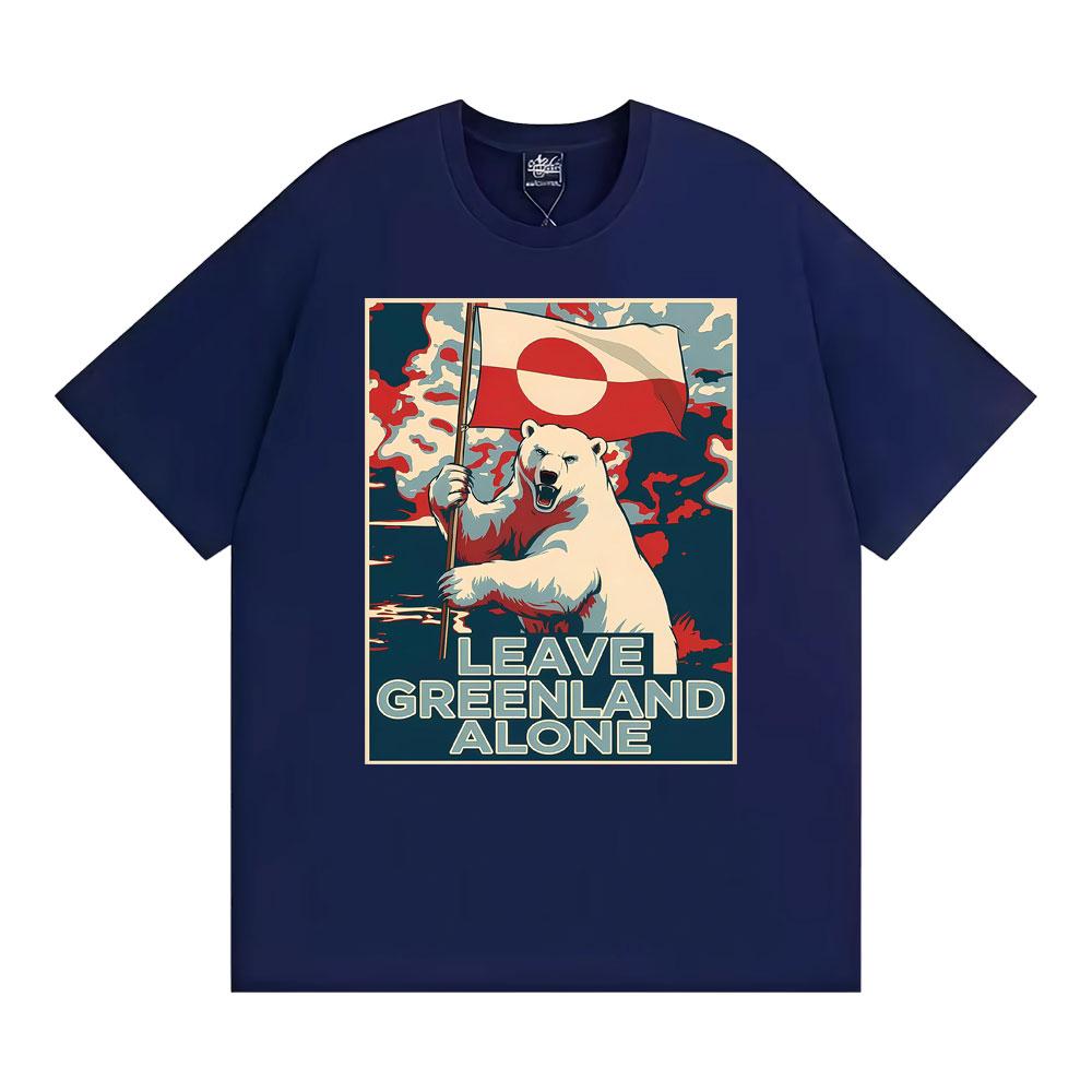 Leave Greenland Alone Vintage Graphic Tee Shirt Men Hip Hop Gothic T-shirt Male Oversized 100% Cotton Comfort T Shirt Streetwear