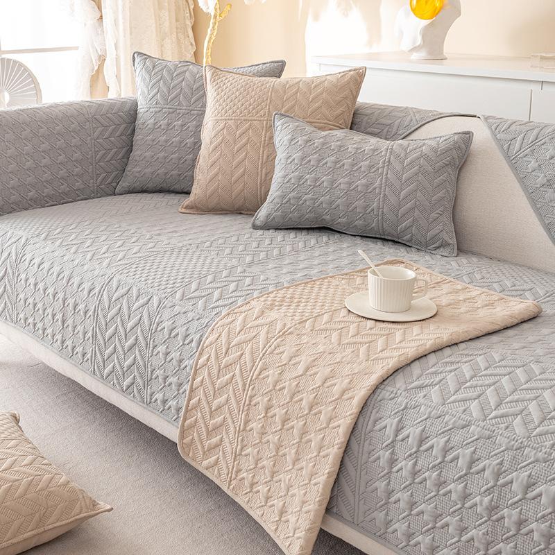 Nordic Pure Cotton Sofa Cushion Simple Modern Four Seasons Universal Non-Slip Fabric Seat Cushion Leather Sofa Cover Cover Cloth Towel