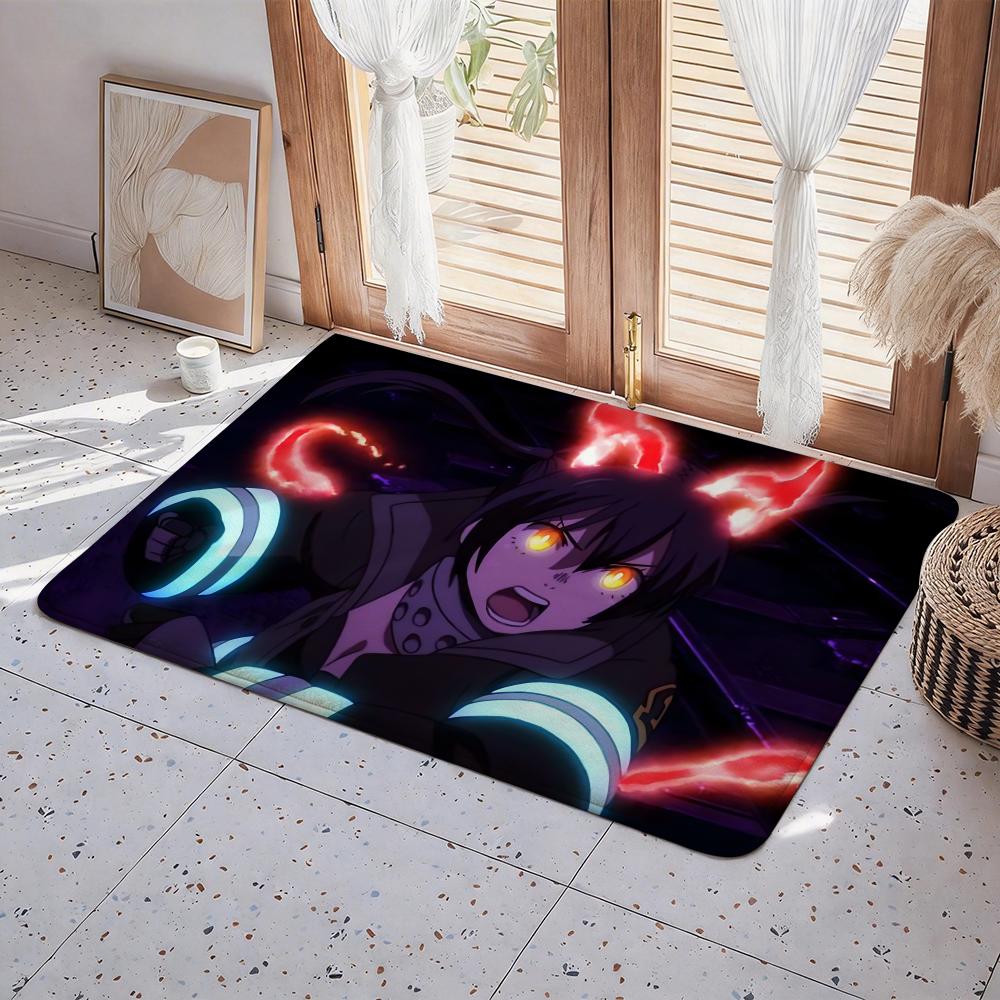 Anime F Fire Force Floor Mat Eco  Flannel Doormat Non Slip Odorless Indoor Floor Rug Soft Short Plush Home Mat