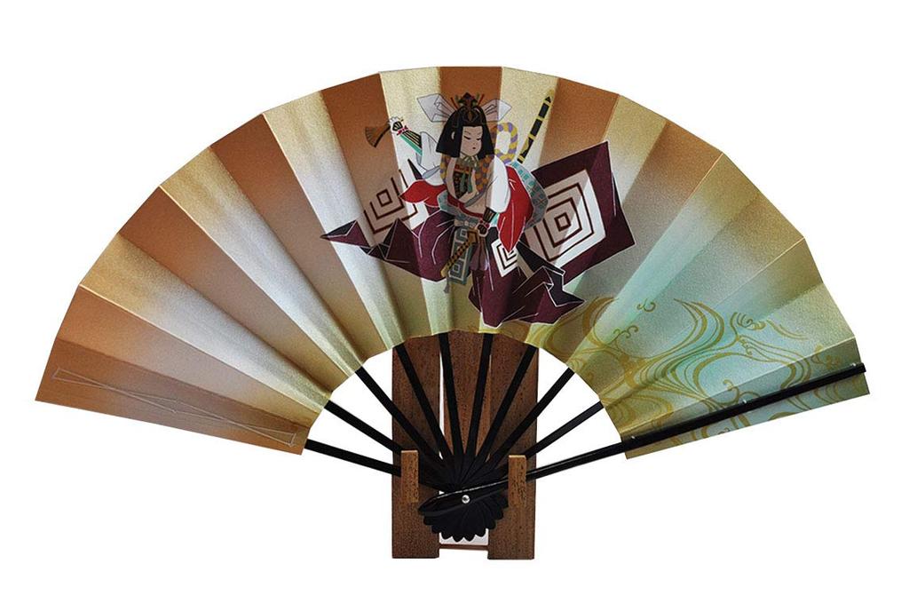 decorative featuring Hina with fan in a <Kyoto Fan> Double-sided fan, dolls/warriors, stand, box.