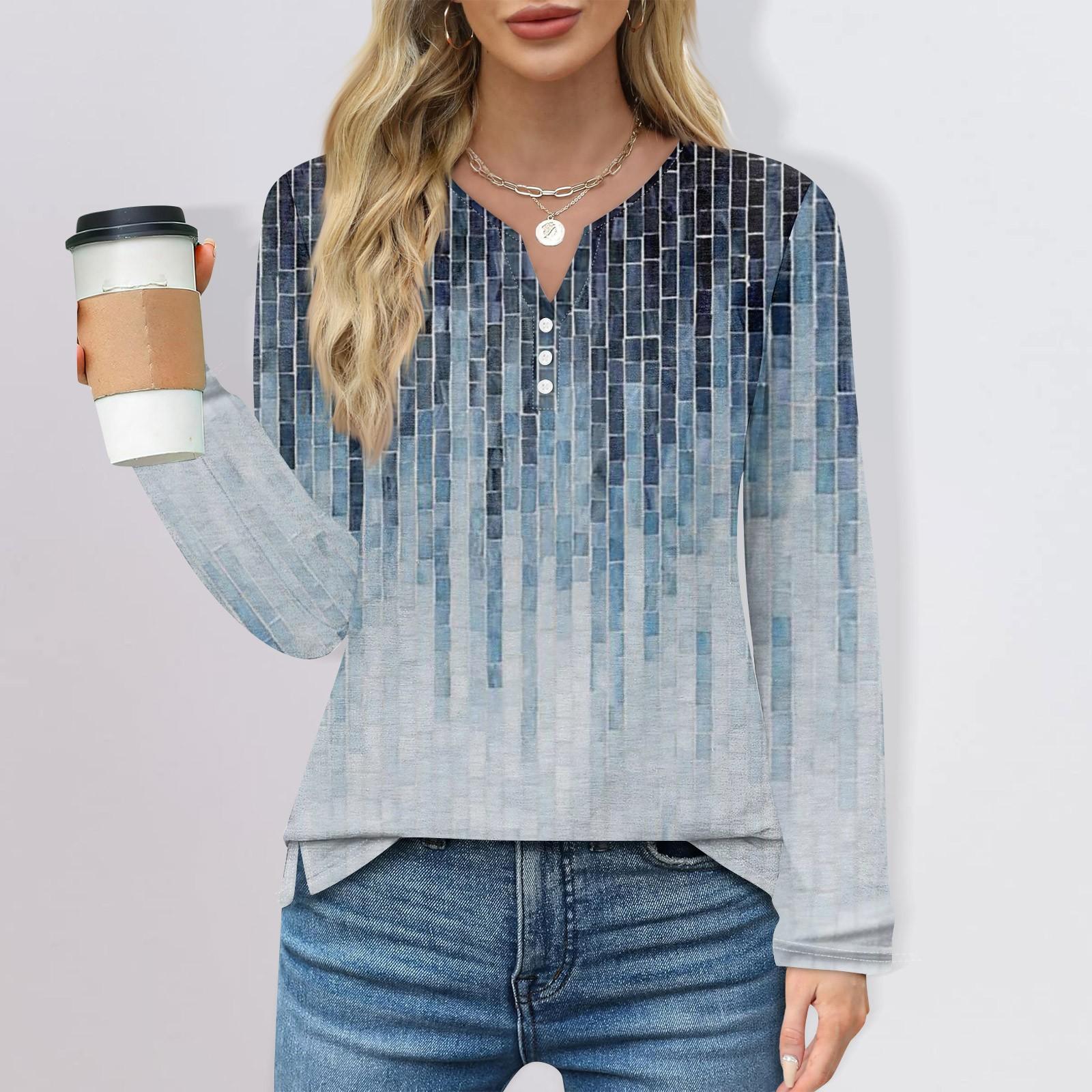 

Женская мода повседневный топ с цветочным принтом и круглым вырезом, длинными рукавами и разрезом по подолу M