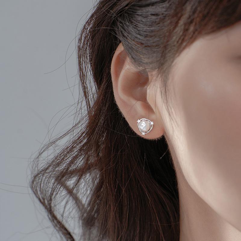 

S925 посеребренные серьги, винтажные серьги Harbour Wind, женственные серьги с сердечками для девушек, маленькие серьги с бриллиантами и жемчугом