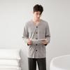 Fenteng Men's 100% Cotton V-Neck Long-Sleeve Loungewear Set