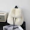 Solid Color Fake Fur Women's Backpack Fashi Large Capacity Plush Female Double Shoulder Bag Winter Girls Furry Tote Schoolbags