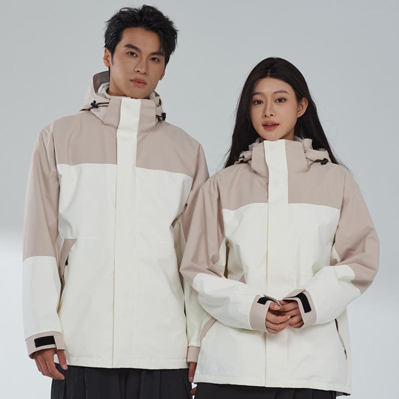 New Outdoor Rubberized Jacket, Two-piece Set for Men and Women, Three-in-one Windproof, Waterproof, Breathable Mountaineering Suit
