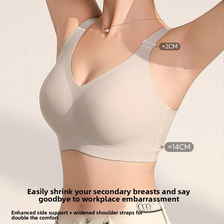 Plus Size Foundation Shade Seamless Full Coverage Minimizer Bra, Full Figure Anti-Sag Side Support Shaping Wireless Bra