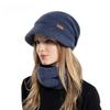 Winter Hat, Scarf Set, Velvet, Cold-proof and Warm Knitted Hat, Women's Hat with Brim, Ear Protectors, Wool Hat.