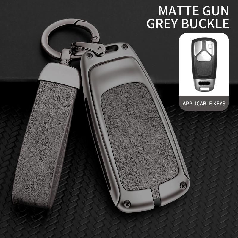 New Alloy Leather Car Key Case Cover Protection Shell for A4 B9 Q5 Q7 TT TTS 8S 2016 2017 Car Key Accessories