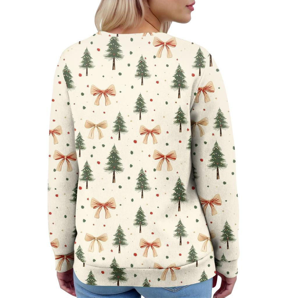 Damenmode Langarm Weihnachten Schneemann Schneeflocke Druck Jacke Strickjacke