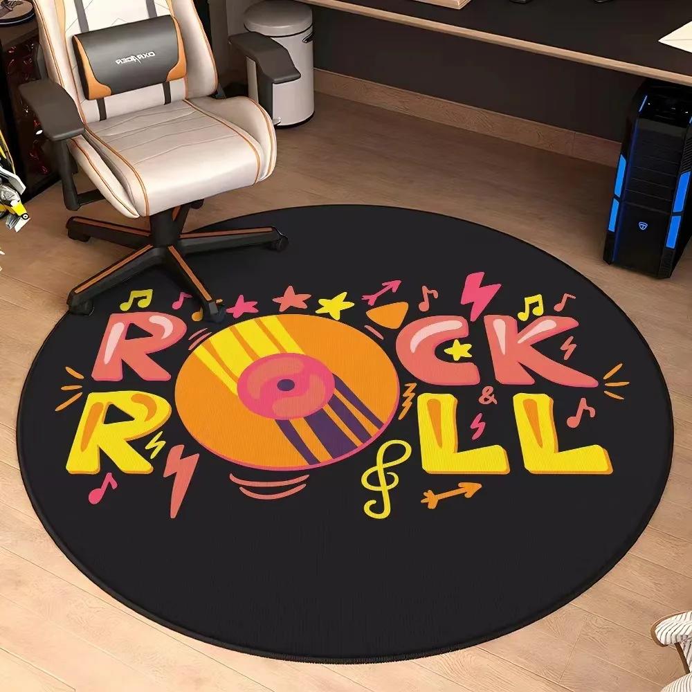 Rock Music Vinyl Record Round Rug,Non-slip Floor Mat for Living Room,Bedroom,Bathroom,Holiday Home Decoration
