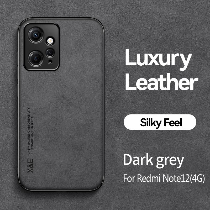 For Redmi Note 12 Global Case Luxury Leather Magnetic Car Holder Phone Cases for Xiaomi Redmi Note12 4G Soft TPU Back Cover