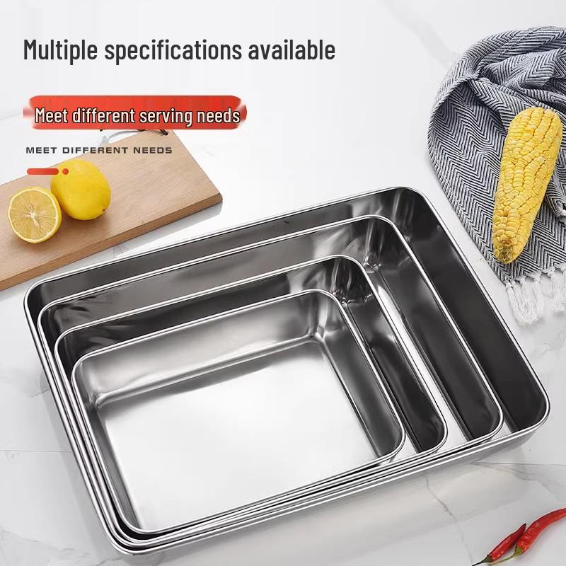 Stainless Steel Square Tray with Lid and Fresh-Keeping Magnetic Box, Towel Display, Rectangular Basin