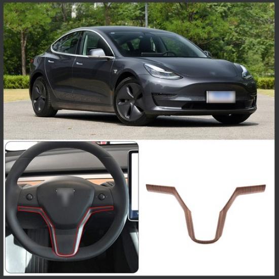Grain Steering Wheel Trim Cover Interior Accessories For Tesla Model 3 2017-