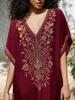 2024 Cotton Embroidered Vacation Plus Size Beach Dress Cover-up