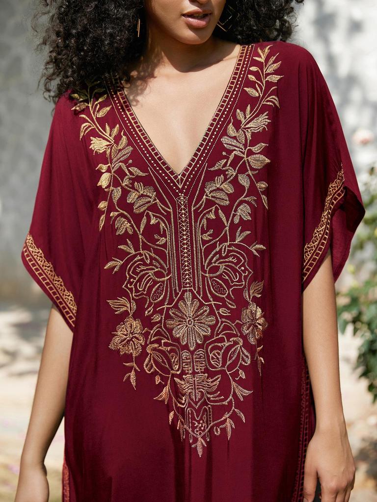 2024 Cotton Embroidered Vacation Plus Size Beach Dress Cover-up