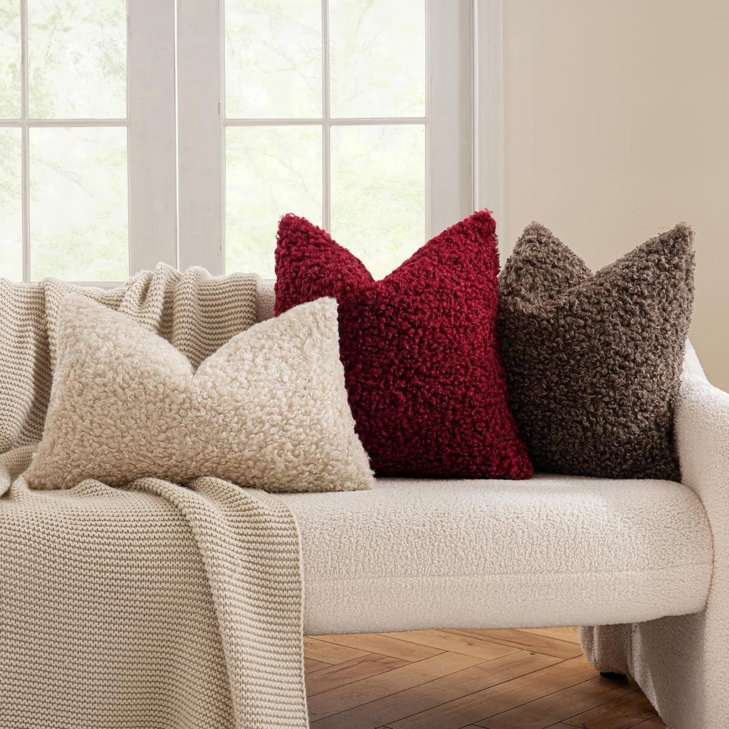 Thick Soft Lamb Wool Pillow Cover Solid Color Modern Simple Nordic Sofa Cushion For Cozy Home Decor