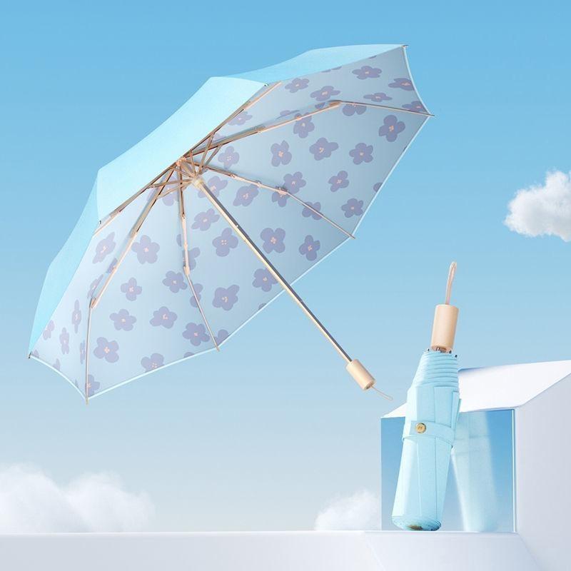 

High-end Fully Automatic Forest Series Double-layer Umbrella for Women Sun Protection and UV Protection Black Plastic Sunshade