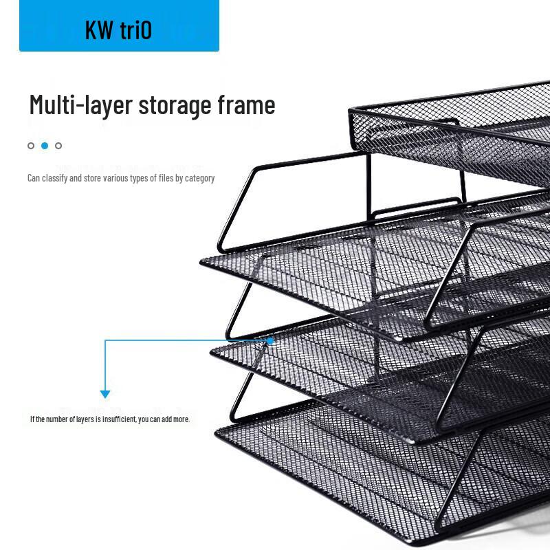 KW-triO 3-Tier Stackable Metal Mesh File Organizer