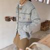 Vintage embroidered flower knitted cardigan women's autumn and winter new lazy wind loose soft waxy jacquard sweater jacket