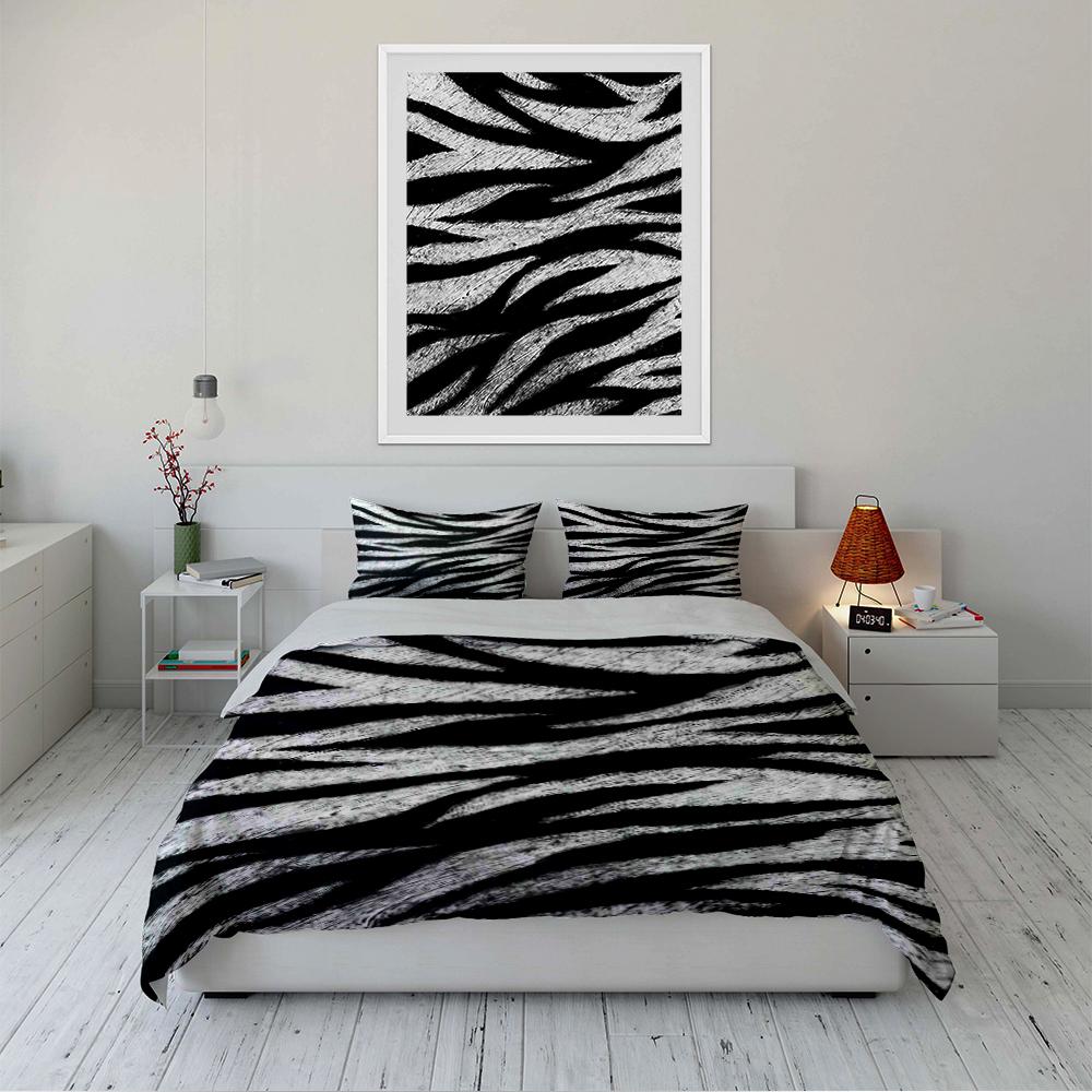 Zebra-Muster Bettwäsche-Set Dreiteilig Bettwäsche-Set (1 Bettbezug, 2 Kissenbezüge, Bettdecke nicht enthalten)